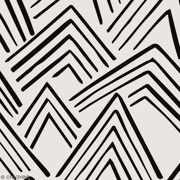 Coupon de Toile coton épais - Montagnes noires - Fond gris clair - 50 x 140 cm - Photo n°1