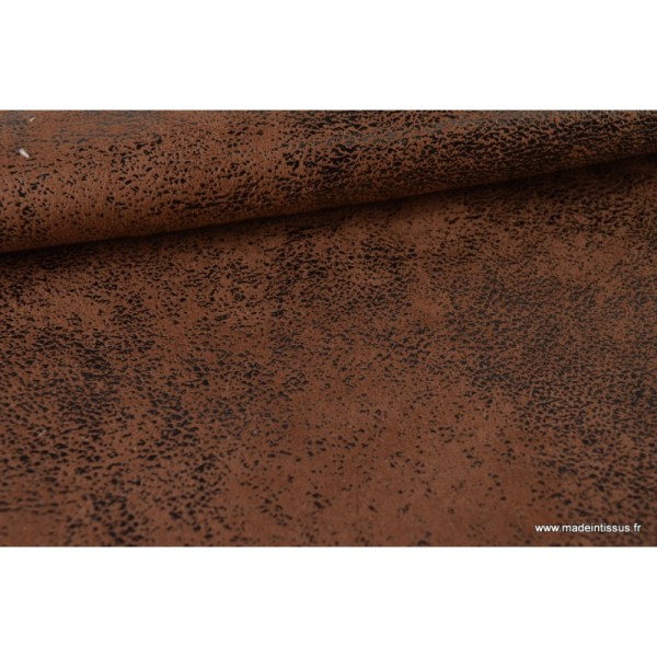 Tissu Faux cuir aspect vieilli marron - Photo n°1