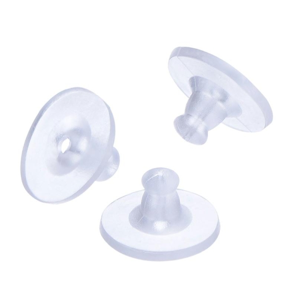 50 FERMOIRS Embouts CAOUTCHOUC Plastique TRANSPARENT boucles d'oreilles 10 x 6 mm - Création Perles - Photo n°1