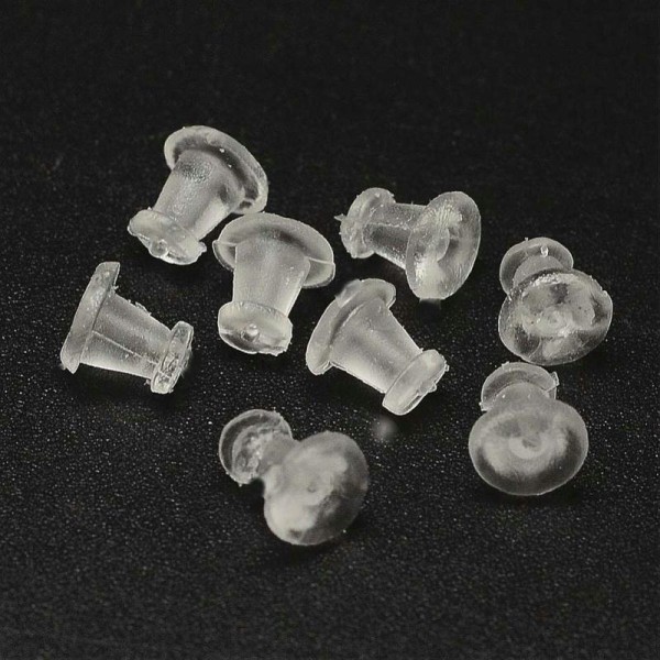 200 FERMOIRS EMBOUTS PLASTIQUE pour boucles d'oreilles 5x5 mm - creation bijoux perles - Photo n°1