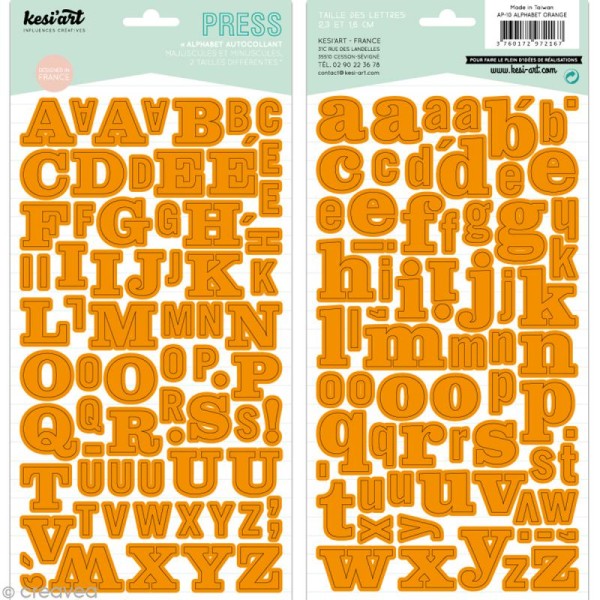 Alphabet autocollant Kesi'Art - Orange - 2 planches 15 x 32 cm - Photo n°1