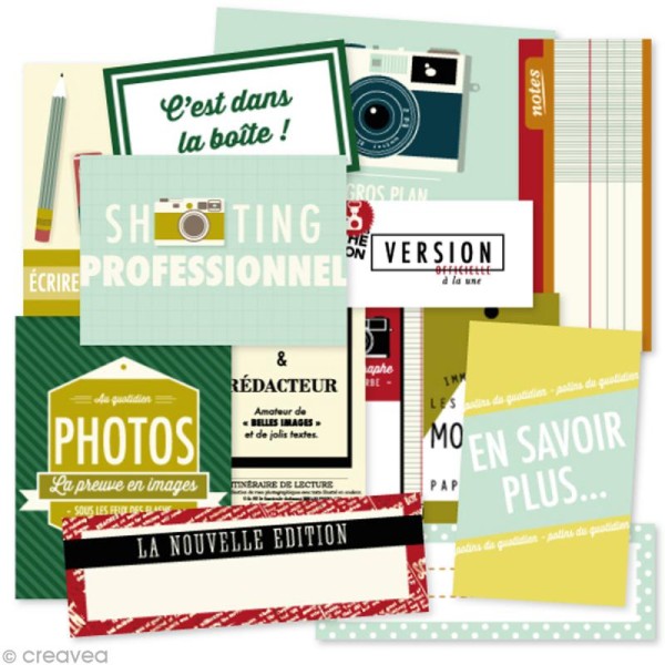 Etiquette journaling carte - Edito français - 14 pcs - Photo n°1