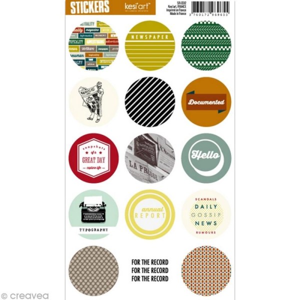 Stickers ronds Kesi'Art - Edito anglais - Planche 13,5 x 23,9 cm - Photo n°1