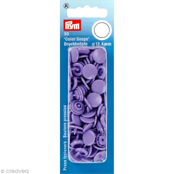 Bouton pression 12,4 mm - Rond Violet lilas clair - 30 pcs - Photo n°1