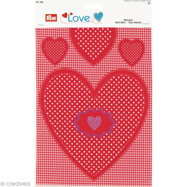 Tissu à rembourrer Coeur Prym Love - Rouge - 20 x 25 cm - Photo n°1