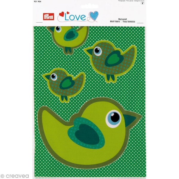 Tissu à rembourrer Oiseau Prym Love - Vert - 20 x 25 cm - Photo n°1