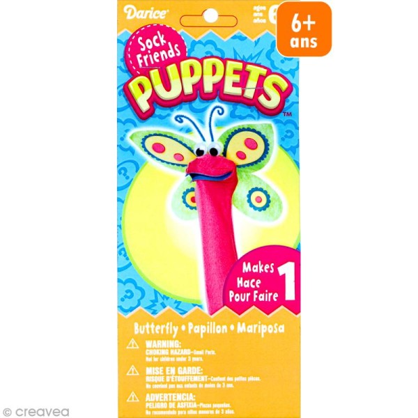 Kit marionnette à main à fabriquer - Sock friends Puppets - Papillon - Photo n°1