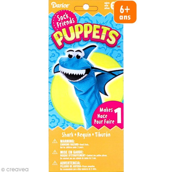 Kit marionnette à main à fabriquer - Sock friends Puppets - Requin - Photo n°1