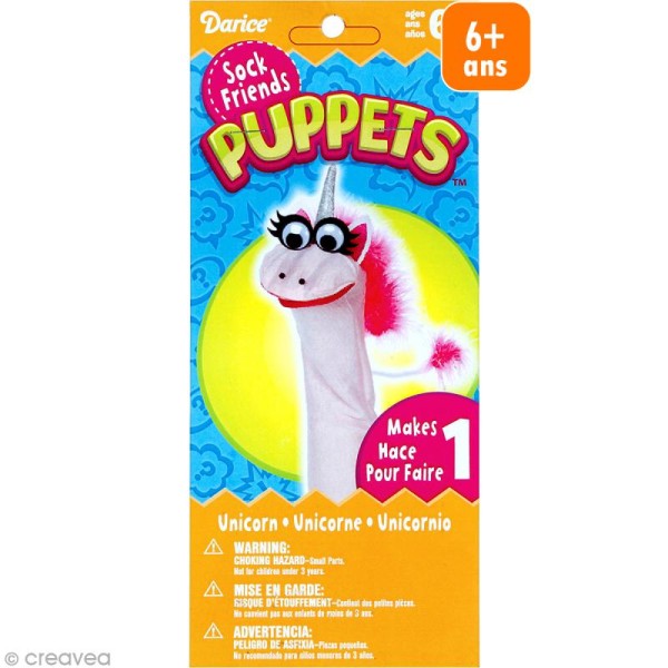 Kit marionnette à main à fabriquer - Sock friends Puppets - Licorne - Photo n°1