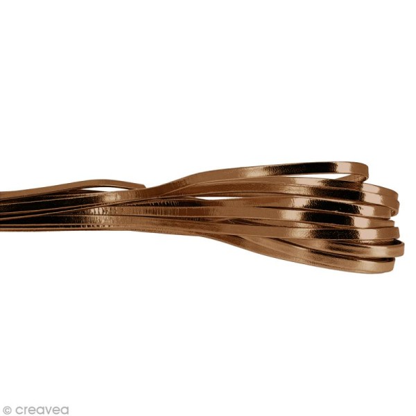 Cordon cuir 5 mm plat uni - Bronze - Au mètre (sur mesure) - Photo n°1