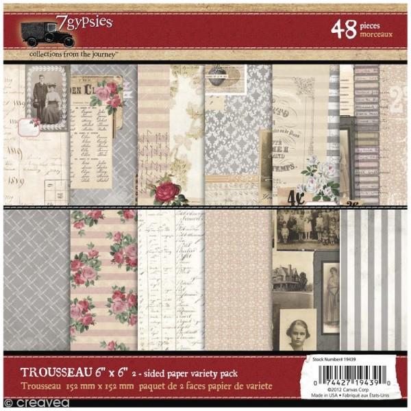 Papier scrapbooking 7 gypsies - Trousseau - 15,2 x 15,2 cm - 48 feuilles - Photo n°1