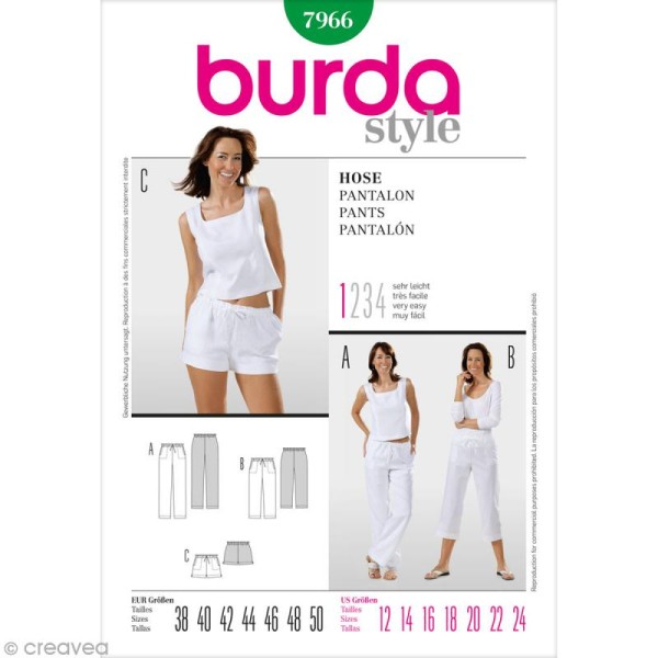 Patron Burda - Femme - Pantalon et short - 7966 - Photo n°1