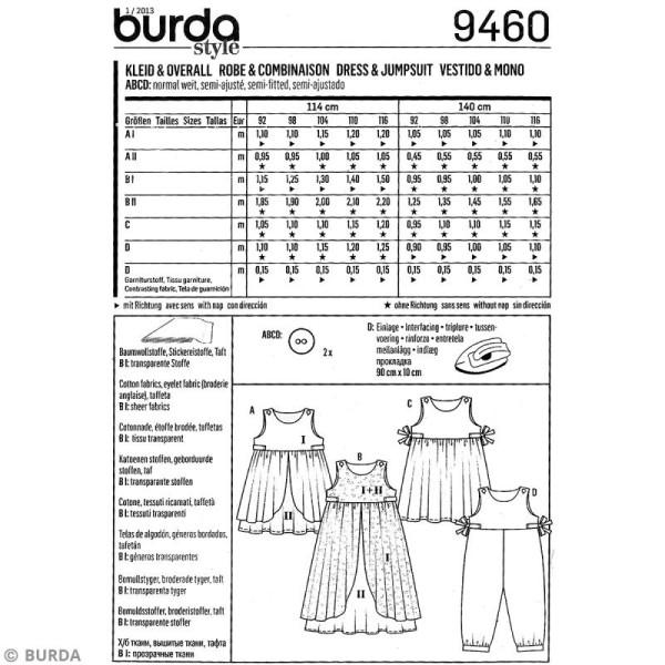 Patron Burda - Enfant - Robe et combinaison - 9460 - Photo n°4