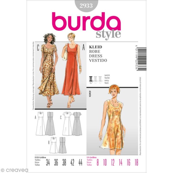 Patron Burda - Femme - Robe longue - 2933 - Photo n°1