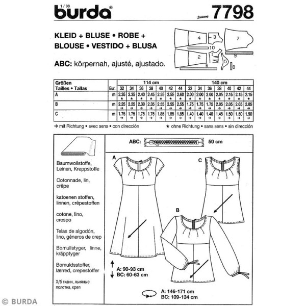 Patron Burda - Femme - Robe et blouse - 7798 - Photo n°4