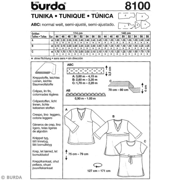 Patron Burda - Femme - Tunique grande taille - 8100 - Photo n°4