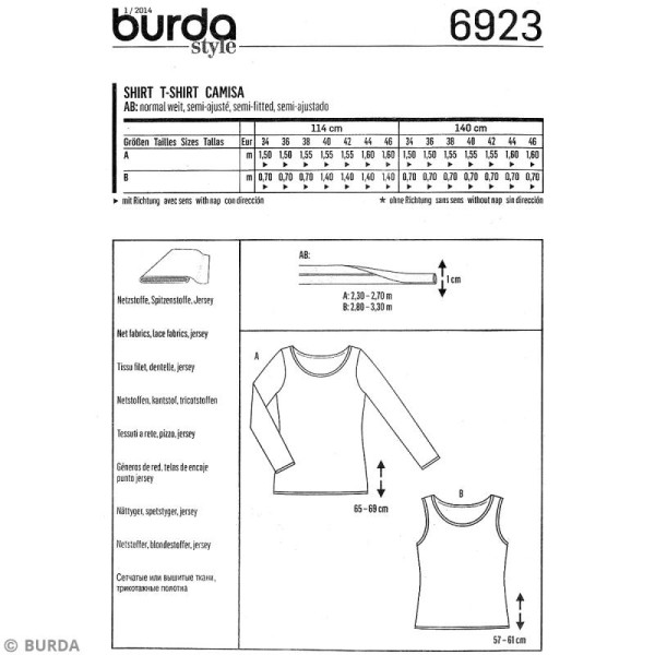 Patron Burda - Jeune fille - Tee-shirt basique - 6923 - Photo n°4