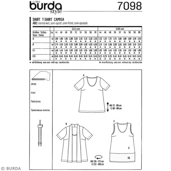 Patron Burda - Femme - Tee-shirt grande taille - 7098 - Photo n°4