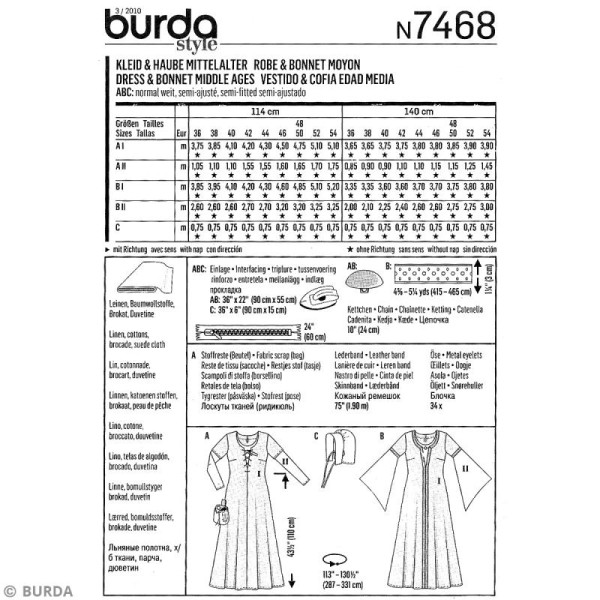 Patron Burda - Femme - Déguisement robe moyen-âge - 7468 - Photo n°4