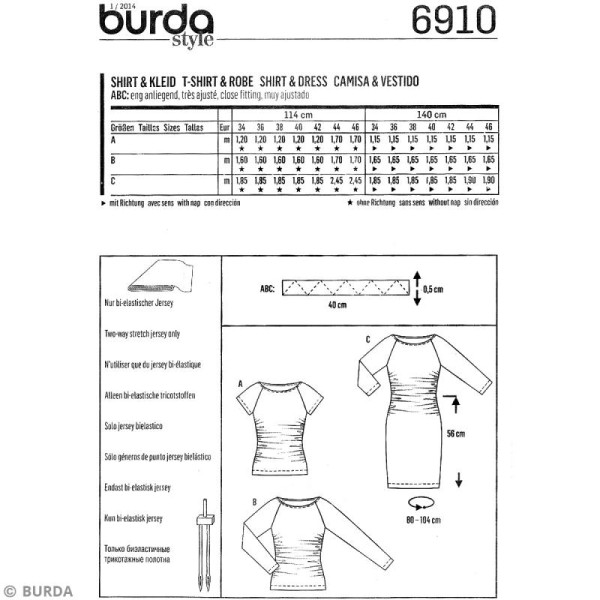 Patron Burda - Femme - Tee-shirt et robe froncés - 6910 - Photo n°4