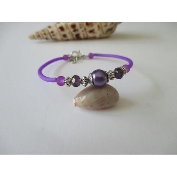 Kit bracelet fil à mémoire de forme violet et argent mat - Photo n°1