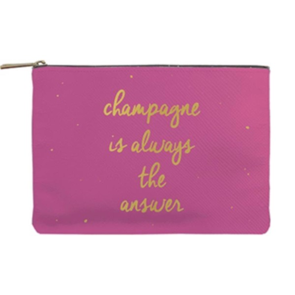 Pochette Rose et Or Citation Champagne is always the answer 16 x 23 cm Color Chic - Photo n°1