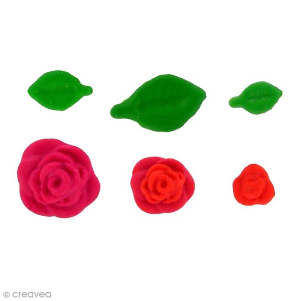 Moule silicone WePAM Roses et feuilles - Photo n°2