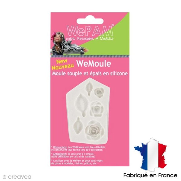 Moule silicone WePAM Roses et feuilles - Photo n°1