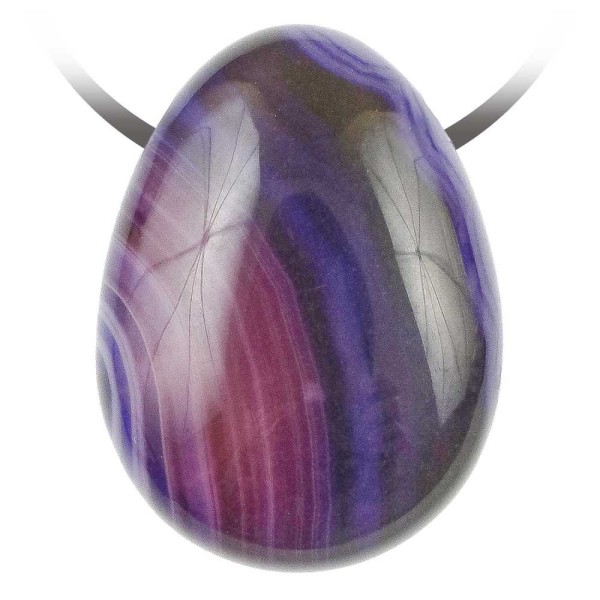 Pendentif goutte pierre percée en agate colorée violet cordon vendu séparément. - Photo n°1