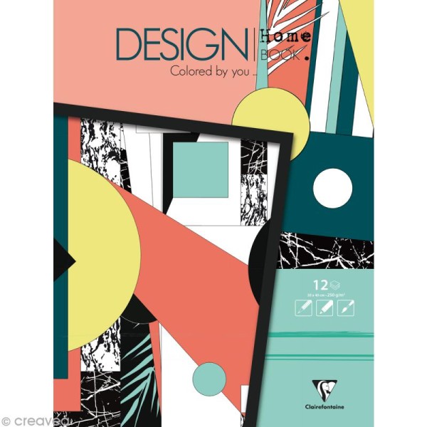 Bloc coloriage adulte Clairefontaine - Design home book - Graphique - 30 x 40 cm - Photo n°1
