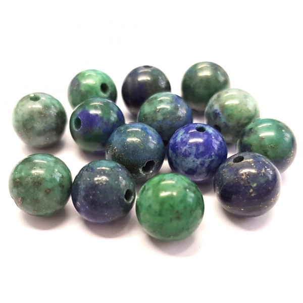 Perles pierre synthétique chrysocolle lapis Bleu et vert10 mm lot de 5 perles - Photo n°1