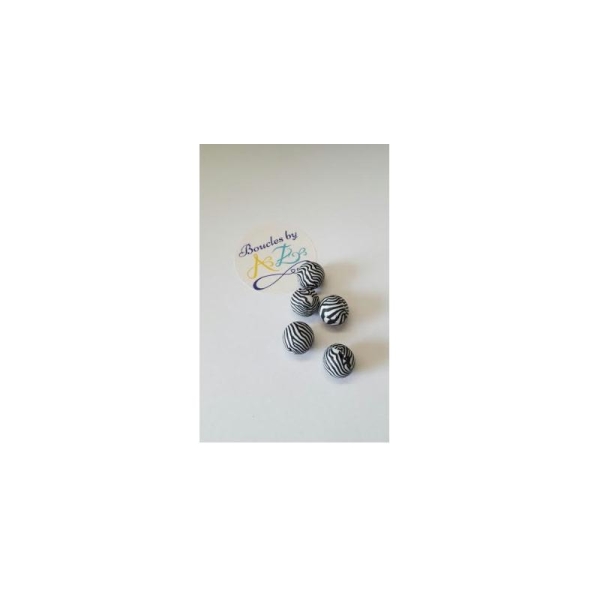 Perles rondes zébrées noir/blanc 12mm x5 - Photo n°1