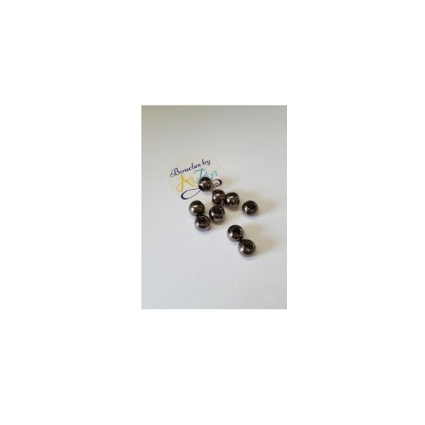 Perles rondes noires 10mm à gros trou x30 - Photo n°1