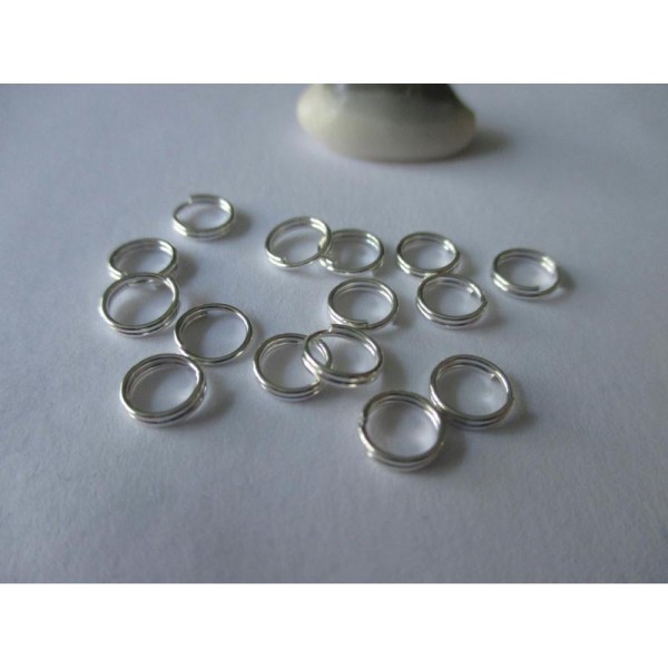 Lot de 30 anneaux doubles argenté 6 mm - Photo n°1