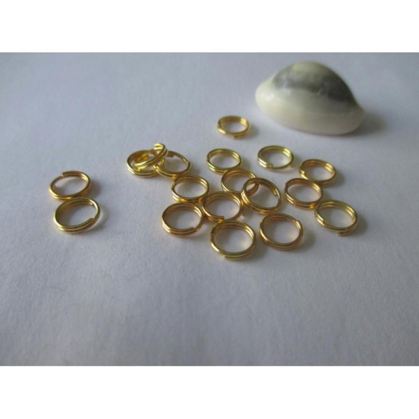 Lot de 30 anneaux doubles doré 6 mm - Photo n°1