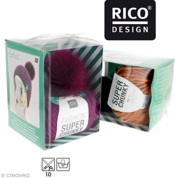 Kit Rico Design - Fashion super chunky - Bonnet à pompon au crochet - Photo n°1