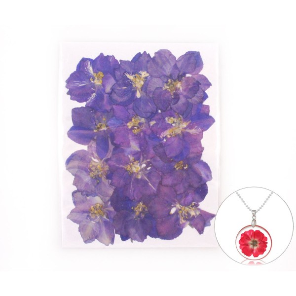 12pcs Violet Teint Pressé Séchées Larkspur Fleur de Plantes Sèches Époxy Résine UV Pendentif Nail Ar - Photo n°1