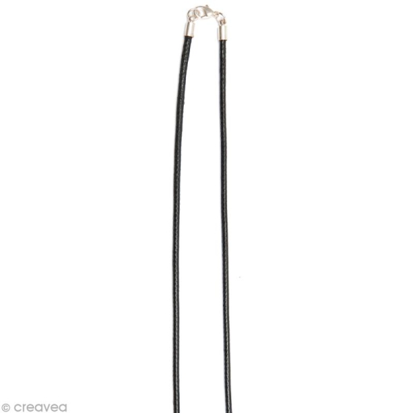 Chaîne sautoir aspect cuir - Noir - 3 mm x 80 cm - Photo n°2