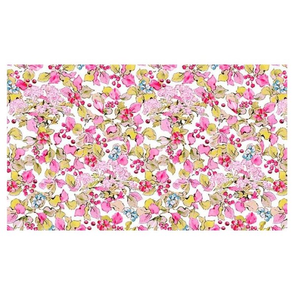 Batiste de coton, motif: fleurs roses - Nil Lawn - Collection Beatrix Potter - Photo n°1