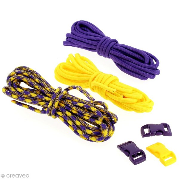 Kit Paracord - Violet & jaune - 3 m x 4 mm - Photo n°1