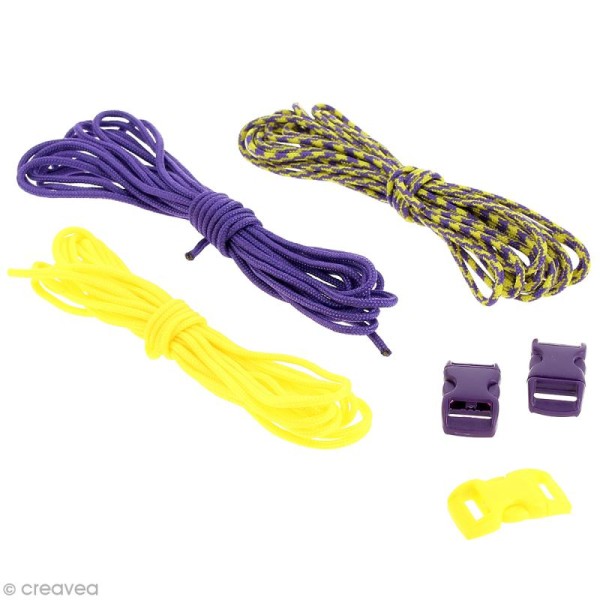 Kit Paracord - Violet & jaune - 3 m x 2 mm - Photo n°1
