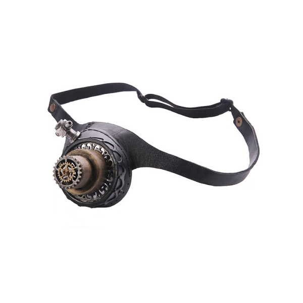 Monocle en cuir noir 2 couleurs de led steampunk goggles - Photo n°1