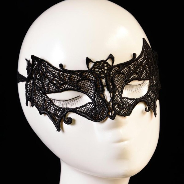 Masque de bal vénitien chauve-souris en dentelle noire masquerade - Photo n°1