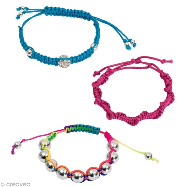 Kit bracelet tressé - Multicolore, bleu & rose - 3 pcs - Photo n°2