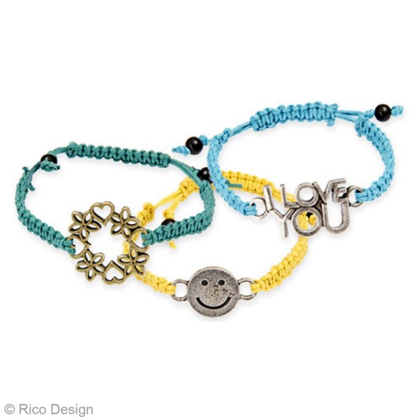 Kit bracelet macramé - Noir, vert & bleu - 4 bracelets - Photo n°2