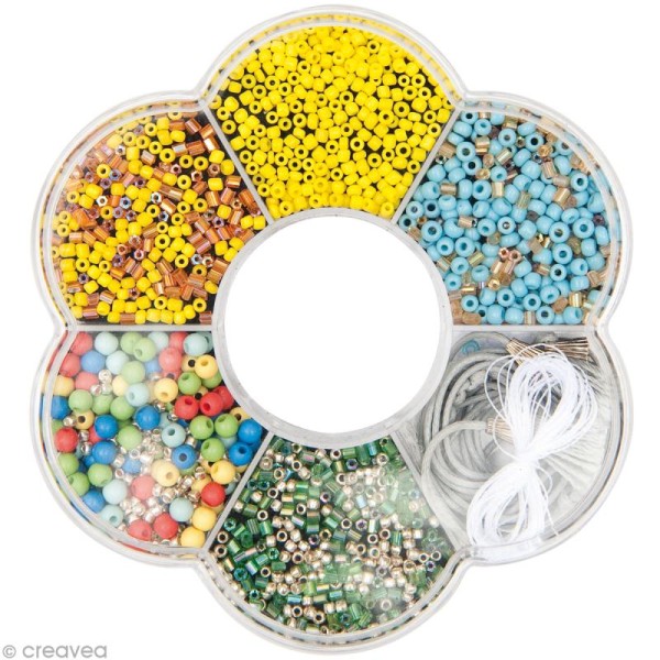 Kit collier perles de rocaille - Multicolore - 1 pc - Photo n°1