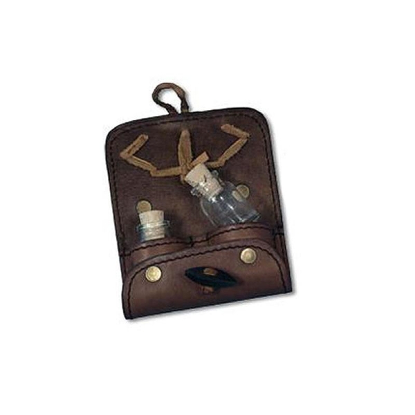 Porte potion 2 flacons en cuir marron, larps gn steampunk - Photo n°1