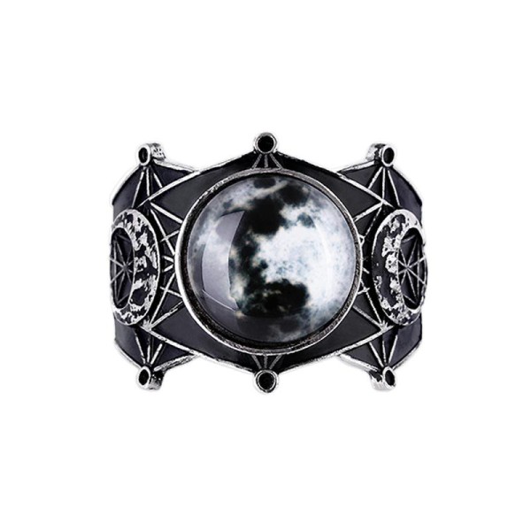 Bracelet full moon losange noir et couleur argent, croissant de lune, alchimie - Photo n°1