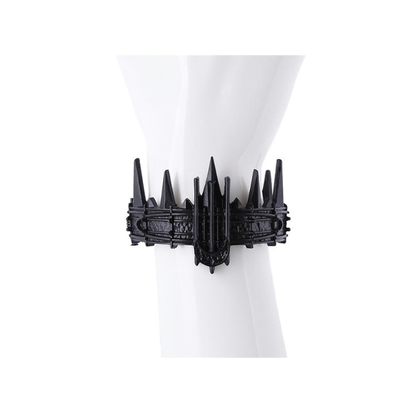 Accessoire, bracelet couronne noire avec lune et piques, croissant phase de lune - Photo n°2
