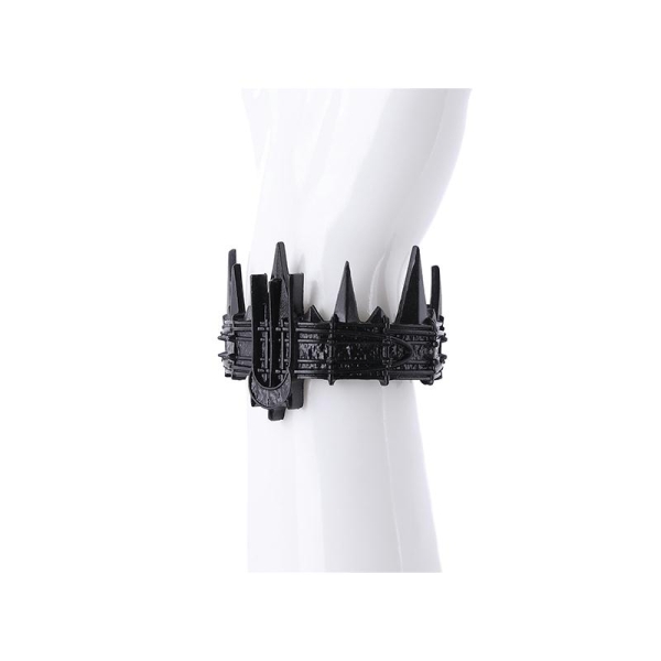 Accessoire, bracelet couronne noire avec lune et piques, croissant phase de lune - Photo n°3